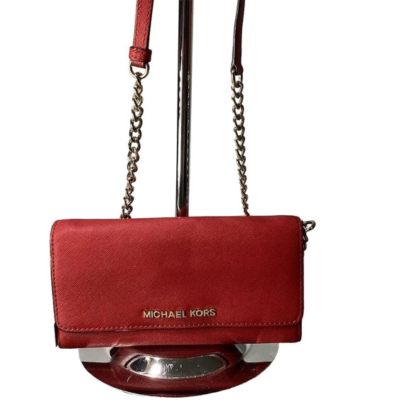Michael Kors Handbags - Michael Kors Jet Set Travel Women's Red Crossbody Bag Gold Accents